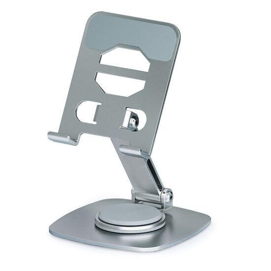 Carbon Steel Foldable Phone and Tablet Stand with Rotating Arm