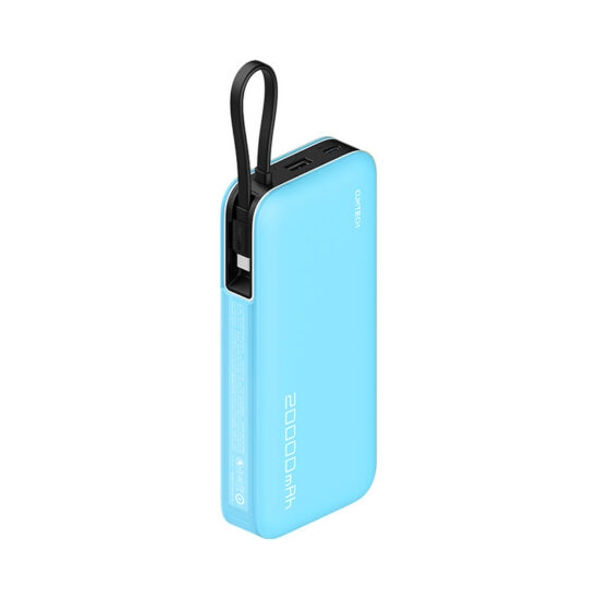 CUKTECH 20000mAh Orange Power Bank with Built-in Cable and 55W PD Fast Charging