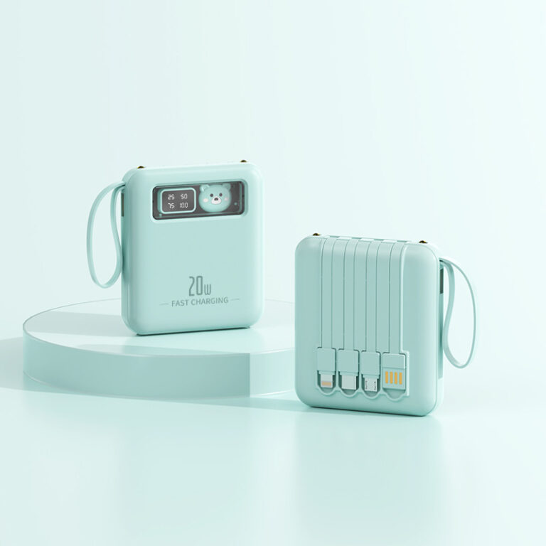 Custom Mini 20000mAh Fast Charging Power Bank with Built-in Cables