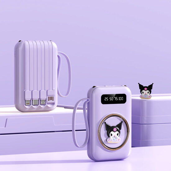 Cute cartoon power bank 20000mAh with built-in charging cable
