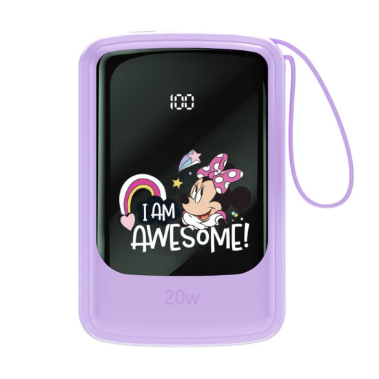 Disney 20000mAh Power Bank with Built-in Cables and Cute Portable Design