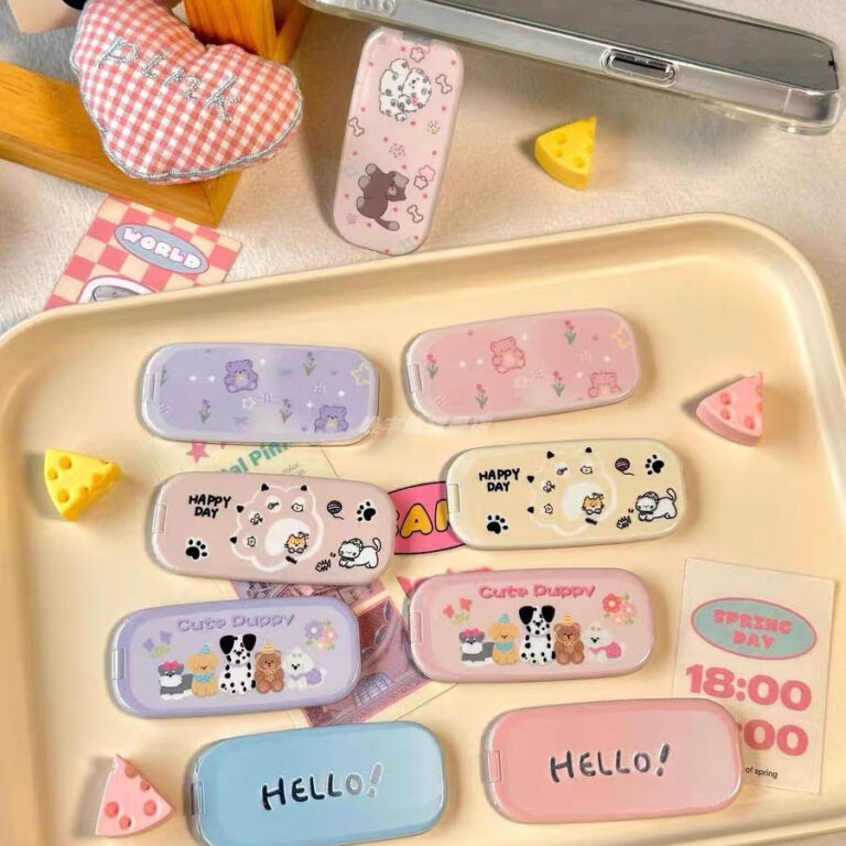 Cute Foldable Dog Mirror Phone Stand for Makeup & Viewing