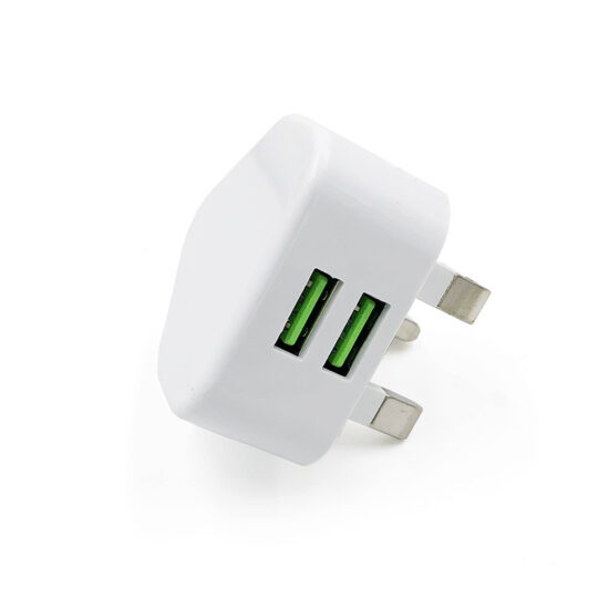 Dual USB UK Plug Wall Charger 5V 2A 12W Mobile Travel Adapter