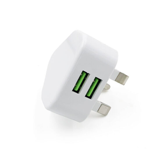 Dual USB UK Plug Wall Charger 5V 2A 12W Mobile Travel Adapter