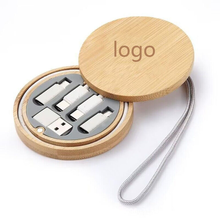Eco-Friendly Multi-Port Charging Cable Set with Bamboo and Wheat Straw Case