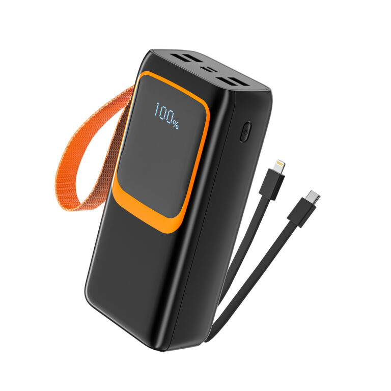 30000mAh outdoor power bank with built-in cable and 22.5W fast charging
