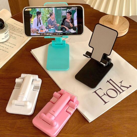 Foldable Desktop Phone and Tablet Holder for Streaming and Video Recording