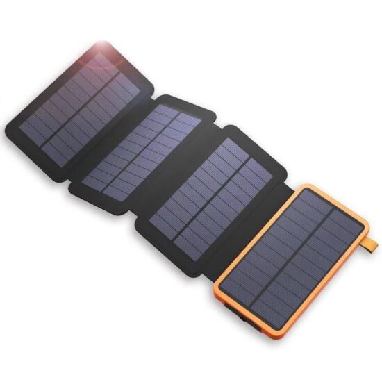 Foldable 20000mAh Solar Power Bank with LED Light for Outdoor Use