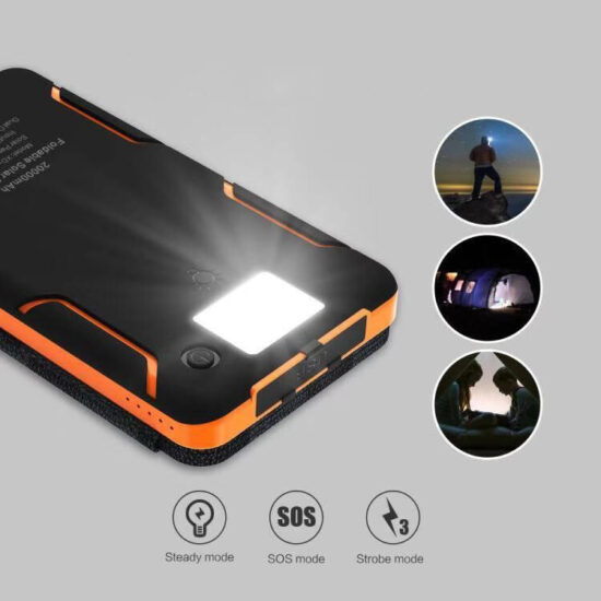Foldable 20000mAh Solar Power Bank with LED Light for Outdoor Use