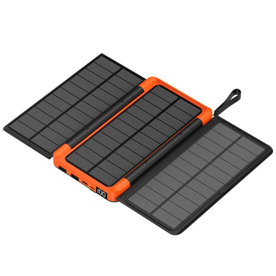 Foldable solar power bank 20000mAh with wireless charging for outdoor use