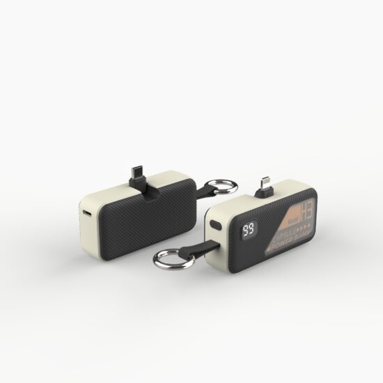 "Mini keychain capsule power bank 5000mAh with fast charging and portable design"