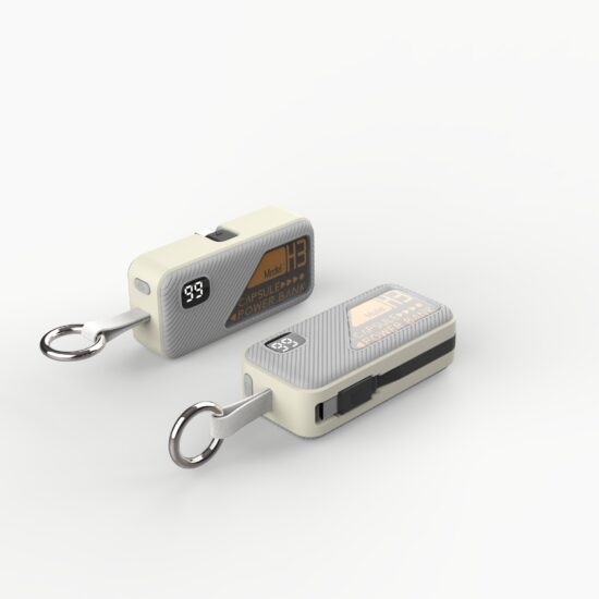 "Mini keychain capsule power bank 5000mAh with fast charging and portable design"