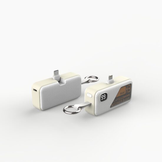 "Mini keychain capsule power bank 5000mAh with fast charging and portable design"
