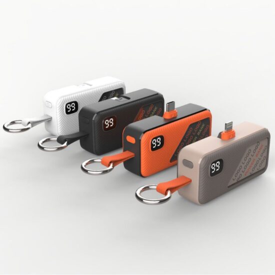 "Mini keychain capsule power bank 5000mAh with fast charging and portable design"