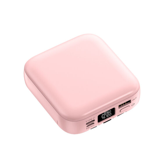 Makeup mirror power bank 20000mAh with built-in cable and digital display