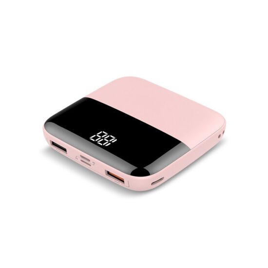 "Mini 20000mAh power bank with LED display, airline approved and real fast charging"