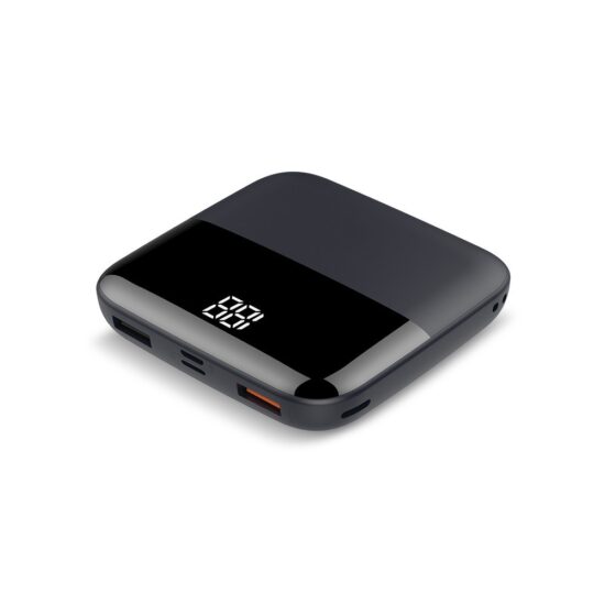 "Mini 20000mAh power bank with LED display, airline approved and real fast charging"