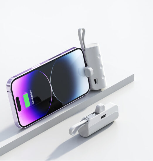 Mini 5000mAh Capsule Power Bank with Built-in Charging Cable

