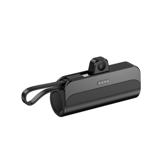 Mini 5000mAh Capsule Power Bank with Built-in Charging Cable

