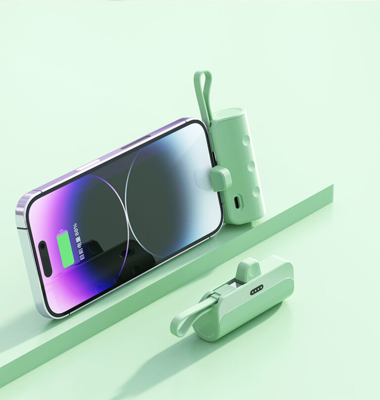 Mini 5000mAh Capsule Power Bank with Built-in Charging Cable
