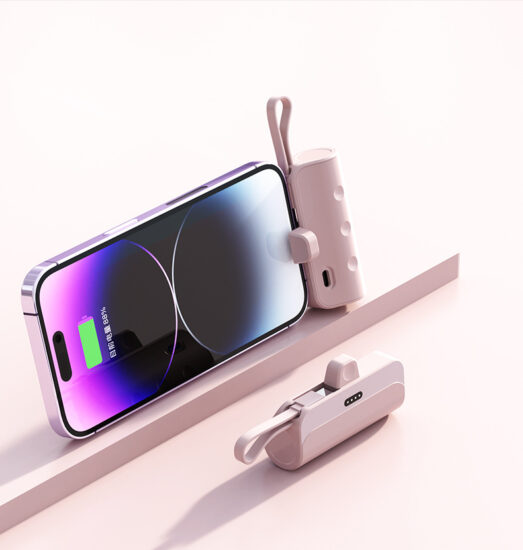 Mini 5000mAh Capsule Power Bank with Built-in Charging Cable

