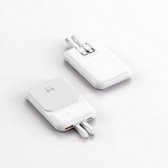 Mini magnetic wireless power bank with built-in charging cable and large capacity