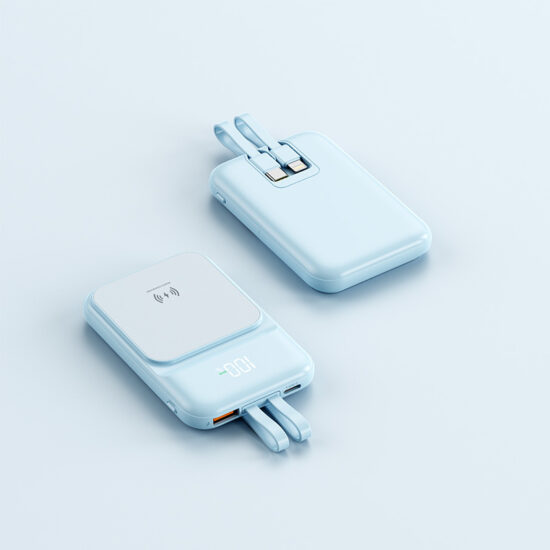 Mini magnetic wireless power bank with built-in charging cable and large capacity