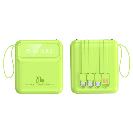 Portable mirror power bank 20000mAh with built-in cable and lanyard