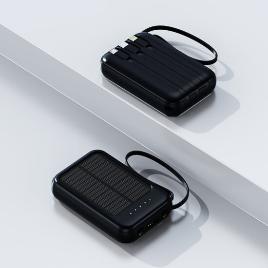  30000mAh Hand Crank Solar Power Bank with Built-in Cables and Flashlight