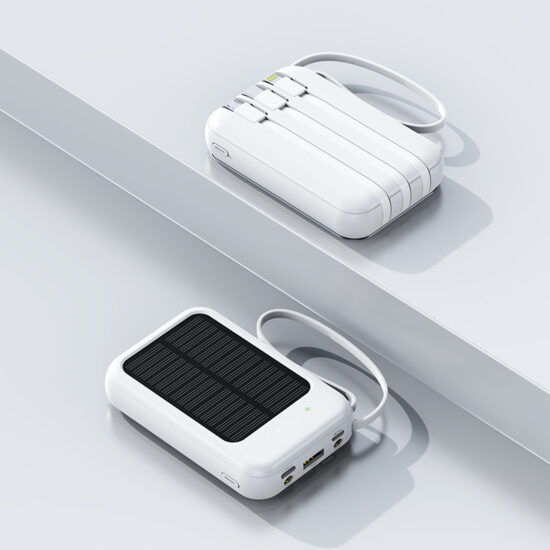  30000mAh Hand Crank Solar Power Bank with Built-in Cables and Flashlight