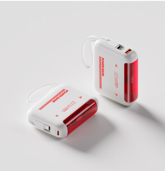 New 20000mAh fast charging power bank with built-in cable and custom logo