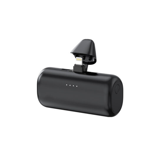 "Compact dual-port 22.5W capsule power bank with built-in charging cable and custom logo"