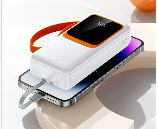 50000mAh outdoor power bank with LED light and built-in fast charging cable