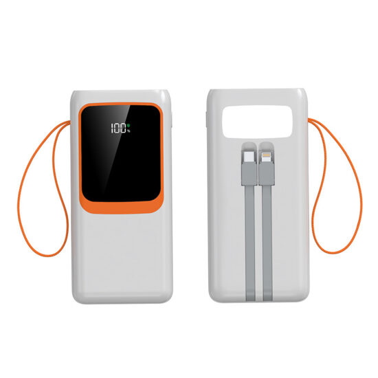50000mAh outdoor power bank with LED light and built-in fast charging cable
