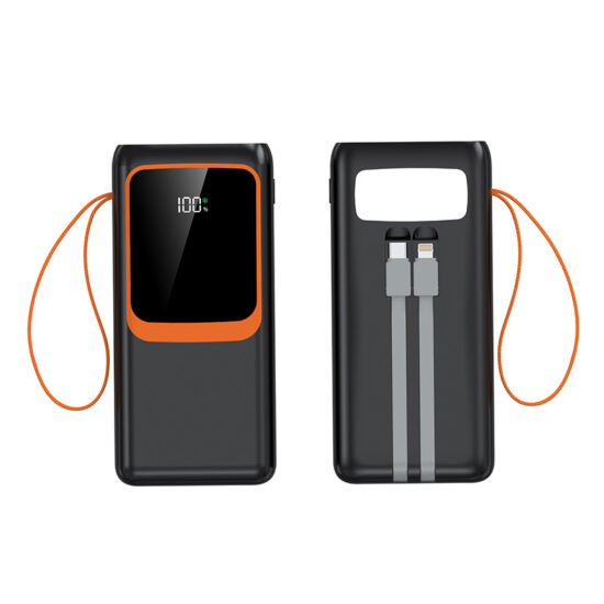50000mAh outdoor power bank with LED light and built-in fast charging cable