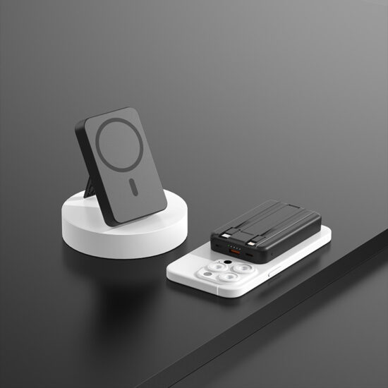22.5W PD Magnetic Wireless Power Bank with Built-in Cable and Kickstand