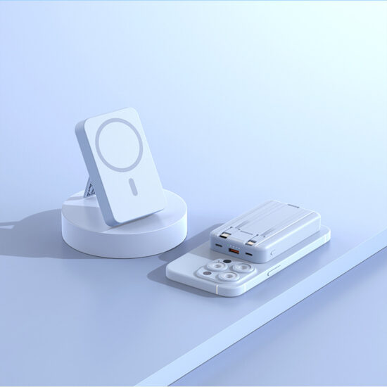 22.5W PD Magnetic Wireless Power Bank with Built-in Cable and Kickstand
