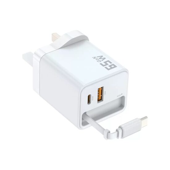PD 45W Retractable Cable Fast Charger for Samsung and iPhone