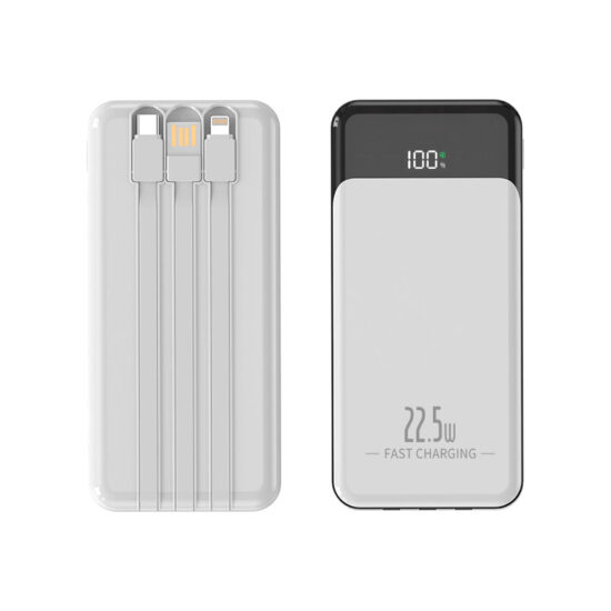 Business Fast Charging Power Bank with Built-in Cables and Custom Logo

