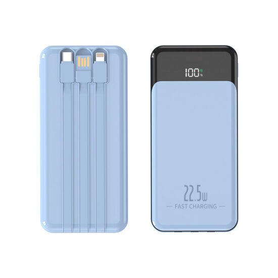 Business Fast Charging Power Bank with Built-in Cables and Custom Logo

