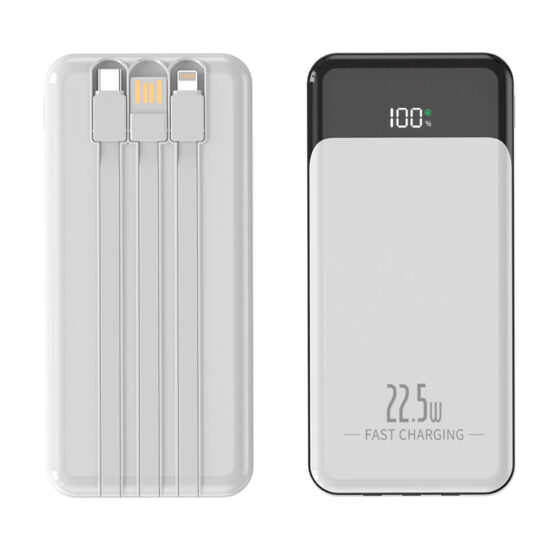 Business Fast Charging Power Bank with Built-in Cables and Custom Logo

