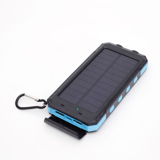 20000mAh solar power bank with dual USB ports and compact rugged design