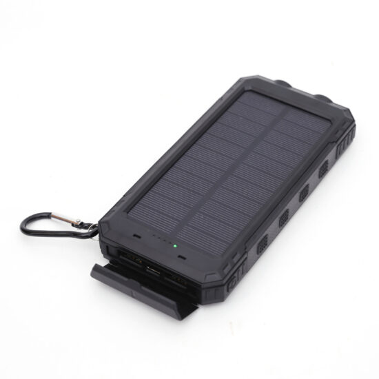 20000mAh solar power bank with dual USB ports and compact rugged design