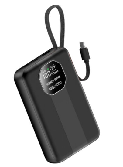 50000mAh private model power bank with 100W fast charge and retractable cable


