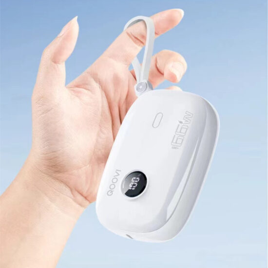 QOOVI 10000mAh Mini Power Bank with Built-in Cables, 66W Fast Charging, Digital Display