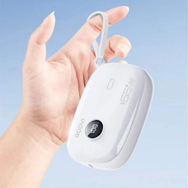 QOOVI 10000mAh Mini Power Bank with Built-in Cables, 66W Fast Charging, Digital Display