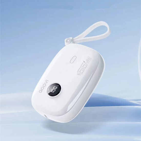 QOOVI 10000mAh Mini Power Bank with Built-in Cables, 66W Fast Charging, Digital Display