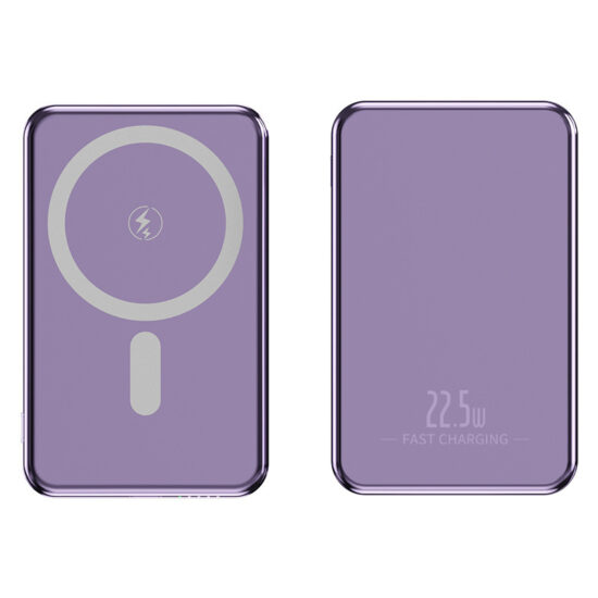 Slim aluminum magnetic wireless power bank 10000mAh with fast charging and custom logo

图片 Title：