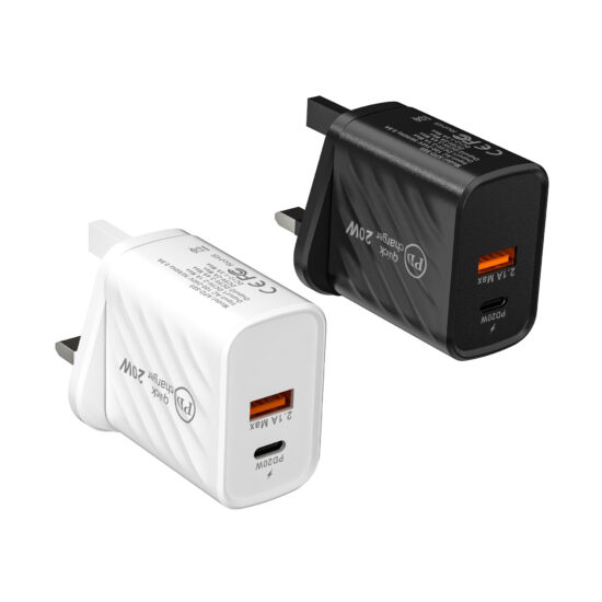 UK 20W USB + PD Fast Wall Charger with 3 USB Ports