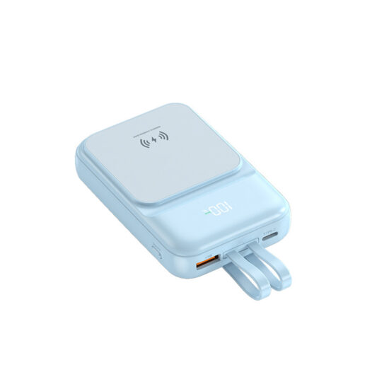 Slim 10000mAh power bank with fast dual output, portable and travel-friendly